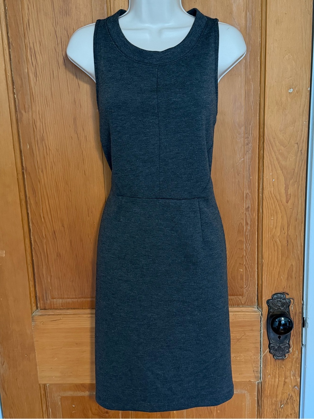Old Navy Sleeveless Charcoal Gray Knit Sheath Dress Womens M Business Casual